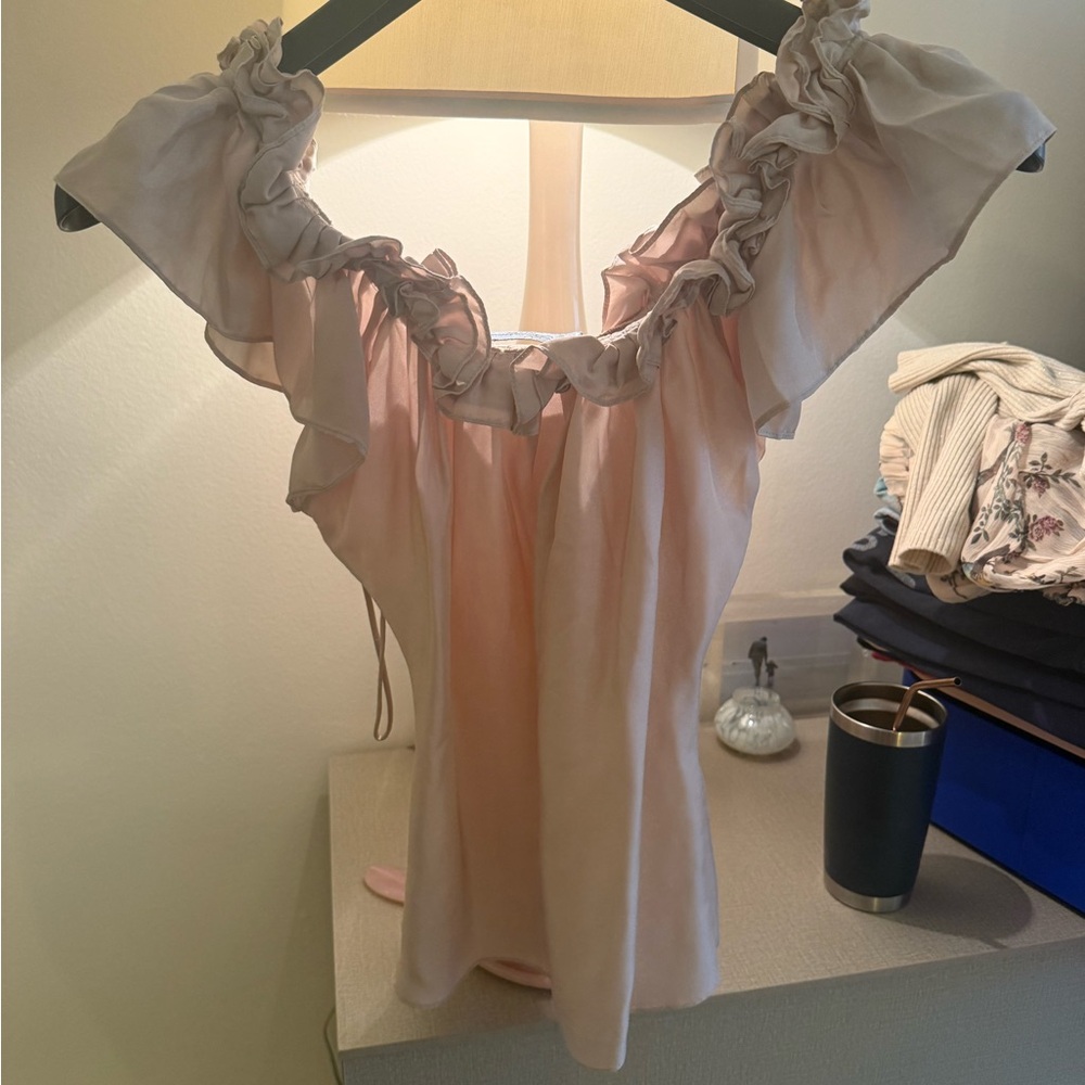 Pink Silk Ruffle Top - Picture 3 of 3